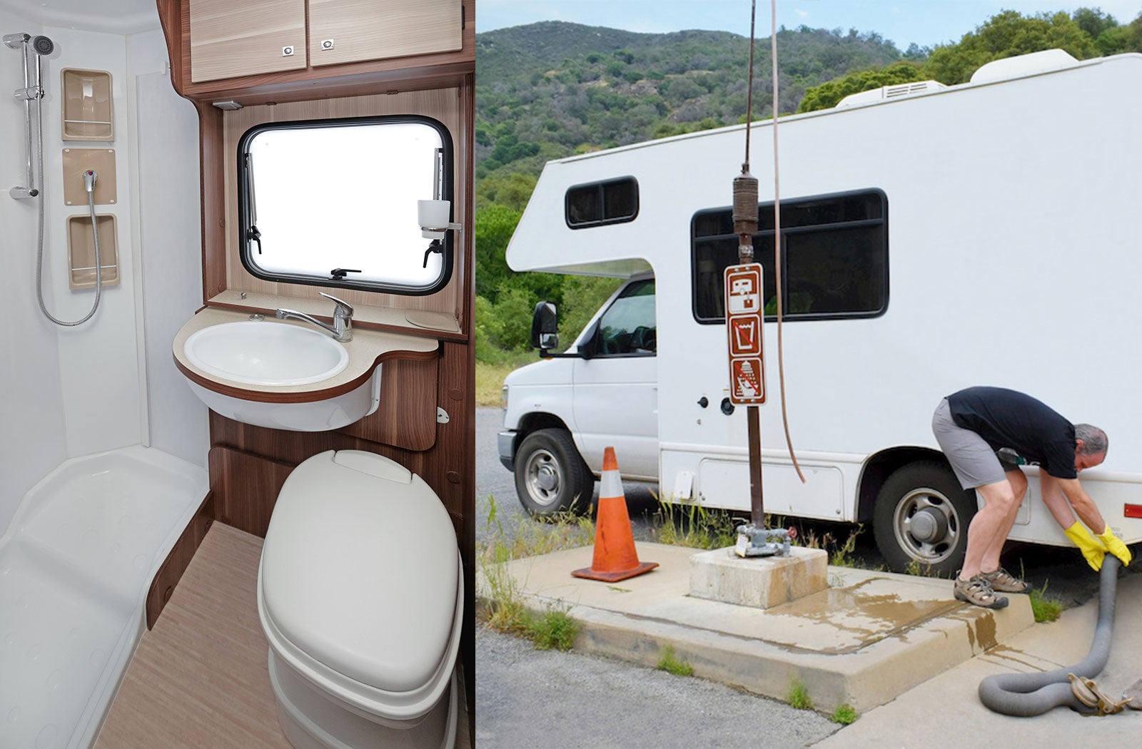 Portable RV/camper toilet and holding tank setup in Roanoke, Virginia