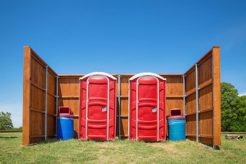 Short-term porta potty units staged for delivery in Roanoke, Virginia